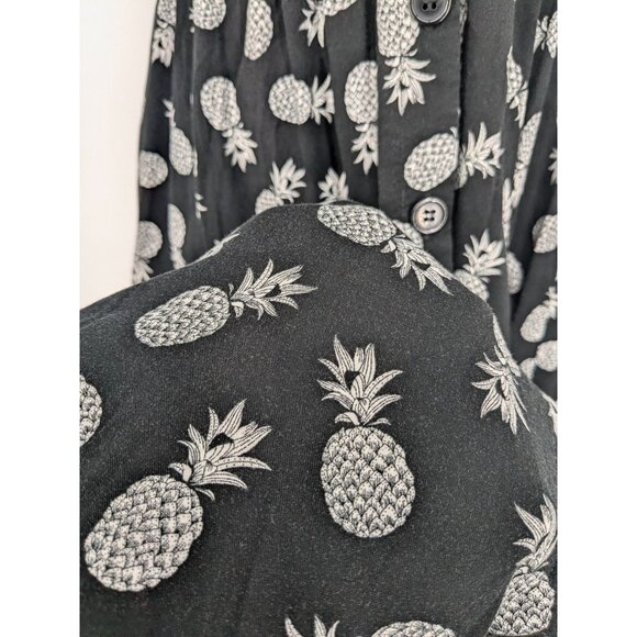 Torrid Button Shirt Dress Women Size L Allover Pineapple Button Up Tropical Twee - Picture 3 of 10